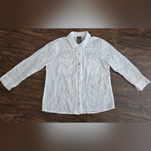 White Eyelet Woman Shirt, Size M